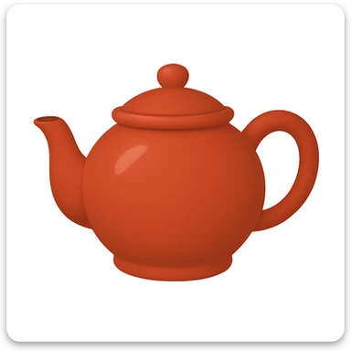 Create a teapot in the same moderate red color as the reference teapot, matching the style and shading of the attached coffee cup emoji. The teapot should have no face and be in the emoji style as shown in the coffee cup emoji. Add a subtle highlight to the teapot. sticker