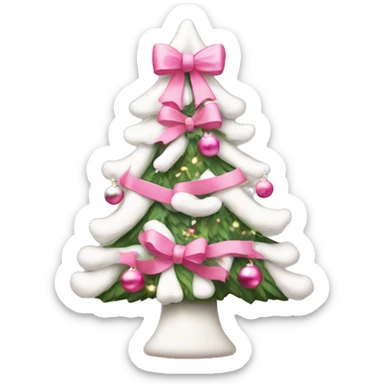 Christmas tree with pink and white bows ornaments  sticker