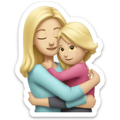 Blonde Mother huggings with a girl sticker