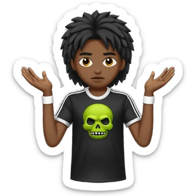 Crie um menino de cabelo loiro escuro de franja zumbi com uma blusa da adidas no estilo emoji do ios sticker