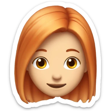 Faded dyed red hair kinda orange with blonde roots girl with long cute smile chin with chin dent smiling sticker