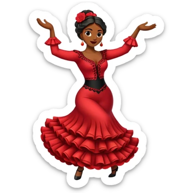 Cinematic Realistic Flamenco Pop Culture Emoji, featuring an expressive portrayal of traditional Spanish dance rendered with dynamic textures and passionate, vibrant lighting. sticker
