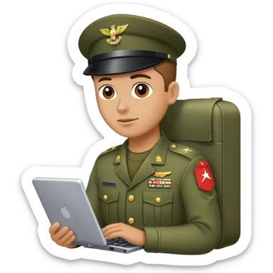 Soldier on a computer portable sticker