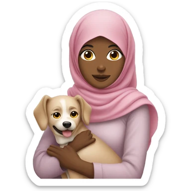pretty woman with hijab hugging a dog sticker