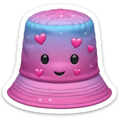 Pink ombre bucket hat with hearts and glitter sticker
