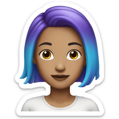 White Woman with blue and purple ombre hair sticker