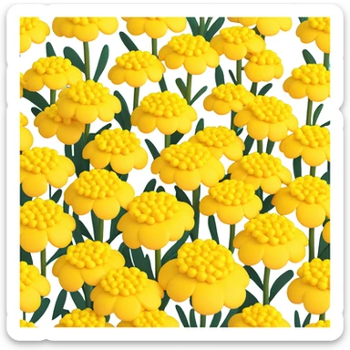 3D iOS cartoon style illustration of a yellow yarrow flower, voluminous, soft, playful look, no smiles or faces, rounded dimensional shapes, bright colors typical of iOS emojis, natural and expressive, not anthropomorphic sticker
