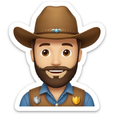 bearded cowboy smiling saying good morning, emoji style sticker