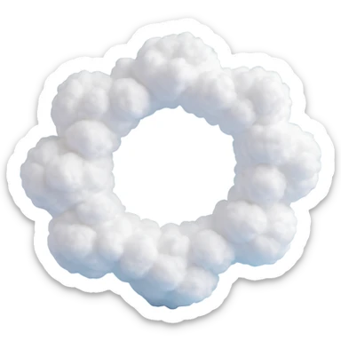 flying person made entirely of small very white fluffy convex clouds, minimalist, airy, no background, clean style sticker