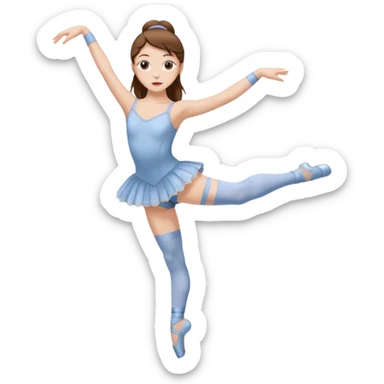 Ballet dancer in over the knee socks, leotard and long brown hair sticker