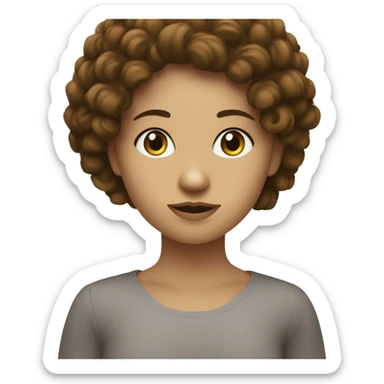 moi fille aux cheveux bouclés châtain avec des yeux marron claire accompagner de mon copain métisse aux cheveux noir bouclés et yeux vert  sticker