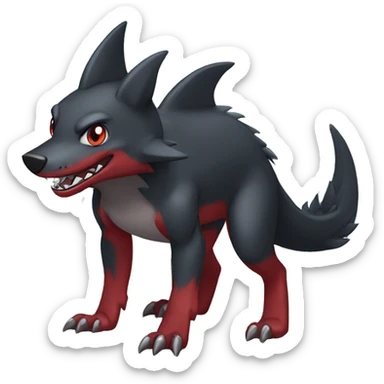 Cute cool black red nargacuga-shark-wolf animal hybrid Fakemon full body sticker