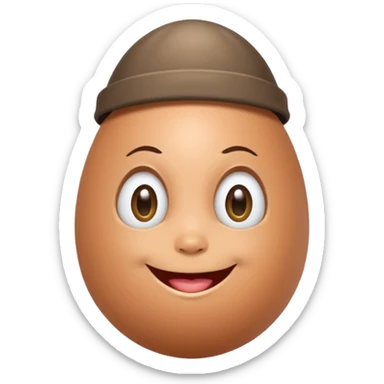 a funny, proud cartoon-style egg character with small cap , solid orange background. sticker