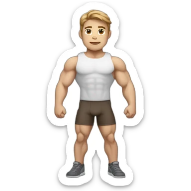 Bodybuilder, whole body, white skin, light brown hair sticker