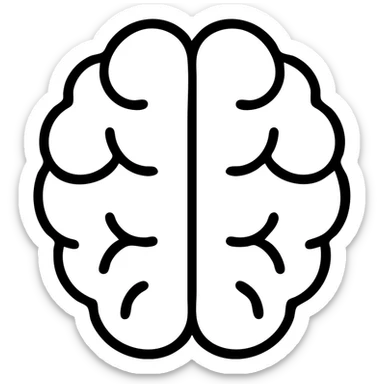 brain icon, black color, outlined style sticker