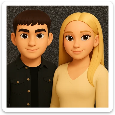 Keep everything as is but slightly space the people apart from each other. Do not change the style or background. sticker