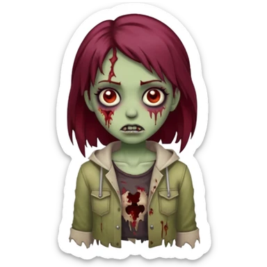 girl zombie with dark cherry hair sticker