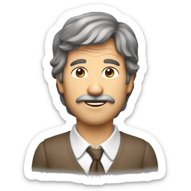 vieux cheveux brun, yeux brun, cheveux en batailles sticker