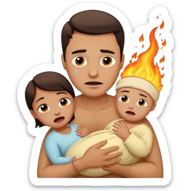  woman being burned in front of a very handsome man who carries a baby sticker