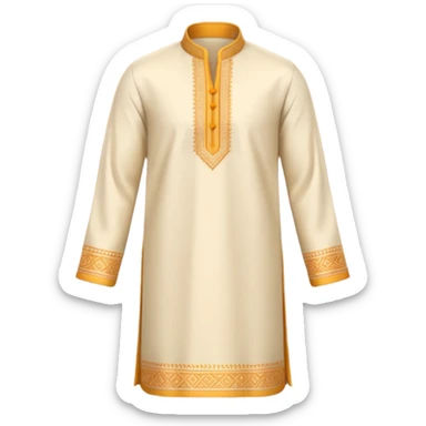 A 3D cartoon traditional kurta and pajama set folded neatly, soft warm tone, smooth fabric texture, Memoji-style look. sticker