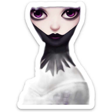 Elissabat-with-bangs-long-hair-dark-purple-and-black-vampire-goth-makeup-pinkeyes-romanticgothcloses- sticker