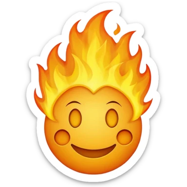 🙂🔥 cobine the two put the fire on topp of the head nothing more nothing less, stop with the ai don’t make it look like a person make it look like an yellow smiley face better sticker