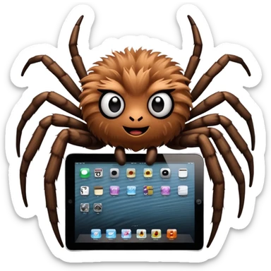 cute spider using an iPad to code sticker