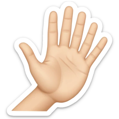 a hand held open with the palm facing upward sticker