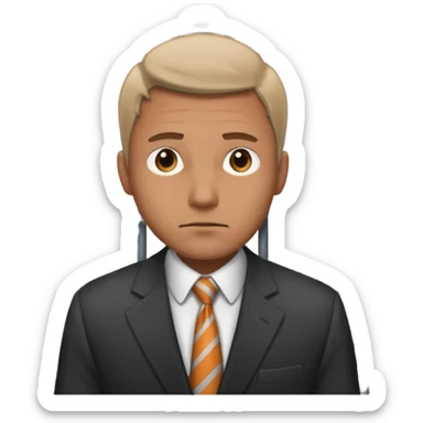 A man in a suit behind bars sticker