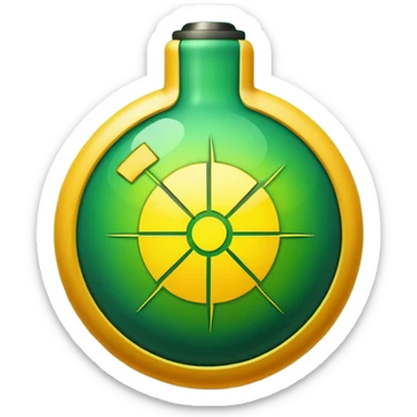 create a radioactive bomb emoji, which has a gradient of green to yellow, make the bomb have breaking patterns but isnt breaking, and make the bomb more digital instead of realistic, meaning it has a glitchy style sticker