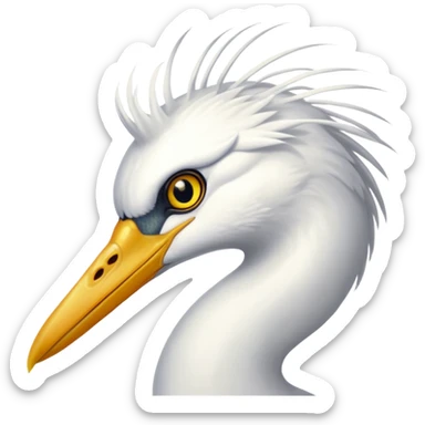white egret headshot sticker