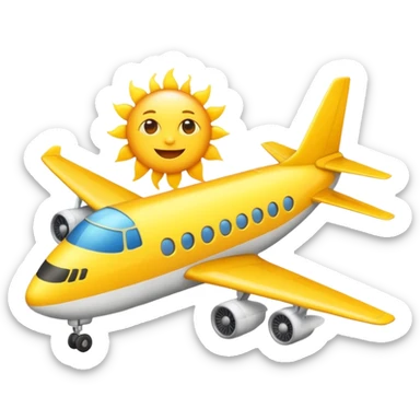 holiday incoming emoji with airplane and sun, suitable for Slack status sticker