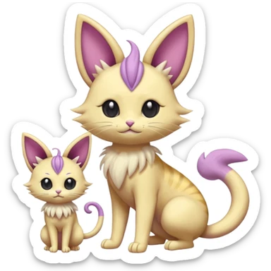  Fey Toony Meowth-Espeon-Skitty-Delcatty-Sprigatito-Purrloin-fusion-hybrid sticker
