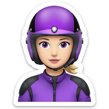 Créer un emoji copiable sur mon système iOS avec une moto mt07 noir mate / violet plus foncé que tu as et iridescent. le style de la mt07 doit être en sport. Avec pilote dessus visière violet bulle de la moto violet aussi. Avec fond arrière  violet  sticker