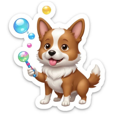 dog blowing bubbles sticker