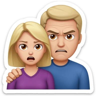 Une homme possessif qui essaye d’attraper sa femme sticker