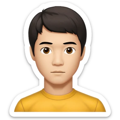 Man with bruce lee haircut sticker