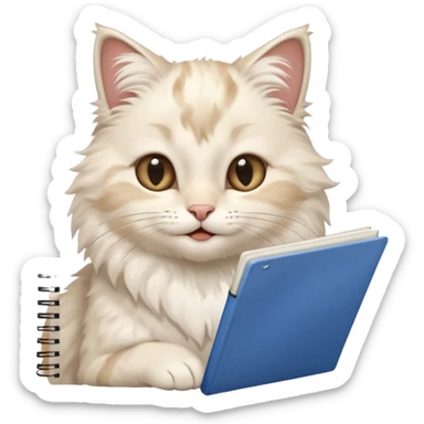  gatita grecia feliz en viendo una libreta anillada  sticker