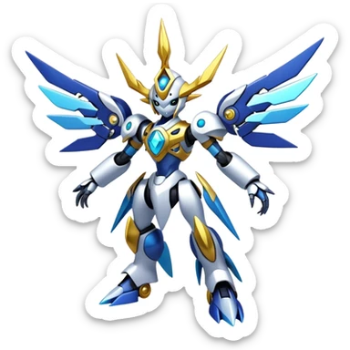Shiny Futuristic Mechanical Glossy Celestial Godly Divine Metal-Fakemon-Pokemon-Digimon-Spectrobes-fusion, full body sticker