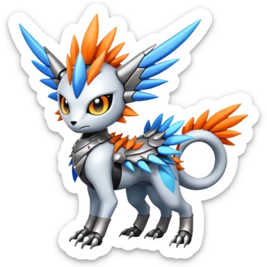 Meloetta-Wargreymon-Trico-Pokémon-Digimon-Fakémon-fusion-hybrid-creature sticker