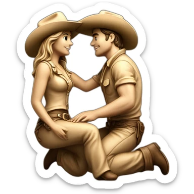cowgirl position statue with two persons in love sticker