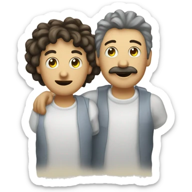 zwei häuser zwischen denen eine lichterkette aus alten lampenschirmen hän sticker