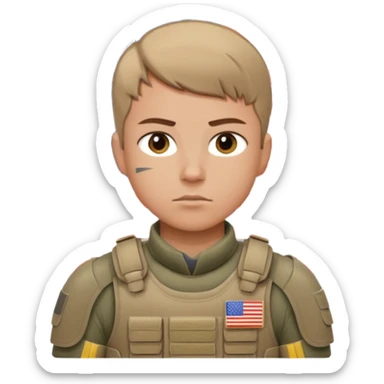 generate realistic white american soldier in body armor and full uniform with small usa flag on shoulder sticker