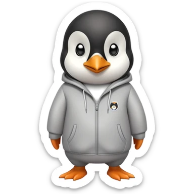 head and shoulders portrait of a friendly anthropomorphised penguin wearing a mafia-style tracksuit, soprano vibe, angry, confident scheming expression sticker