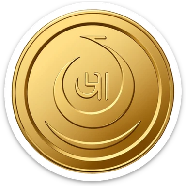 Minimal line-art icon of a coin with a small halal Arabic checkmark (حلال) symbol beside it, clean modern style, simple outlines, straight angle, no background, transparent, represents “halal income / halal money sticker