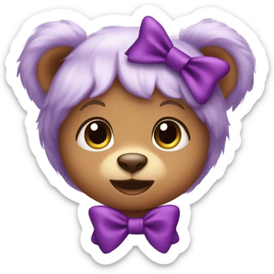 Baby bear wearing a purple hair bow  sticker