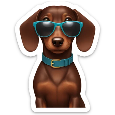 Chocolate Dachshund wears sunglasses  sticker