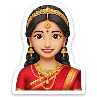 South indian bride getup, smiley face. sticker