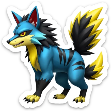 Shiny furry cool Zeraora-Zoroark-Obstagoon-fusion sticker