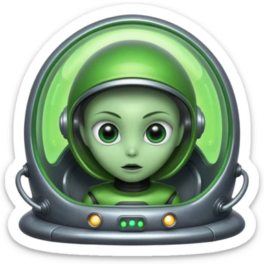 Make a alien in a nave  sticker